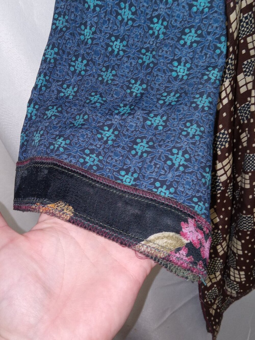 Nothing Matches USA Patchwork Boho Tunic Dress XL 2 Lagenlook Artsy Festival - Picture 4 of 14